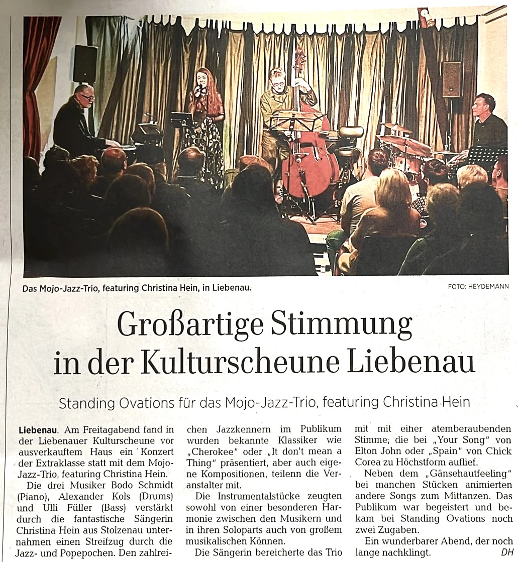 Presseartikel zum Konzert des MOJO-JAZZ-TRIO